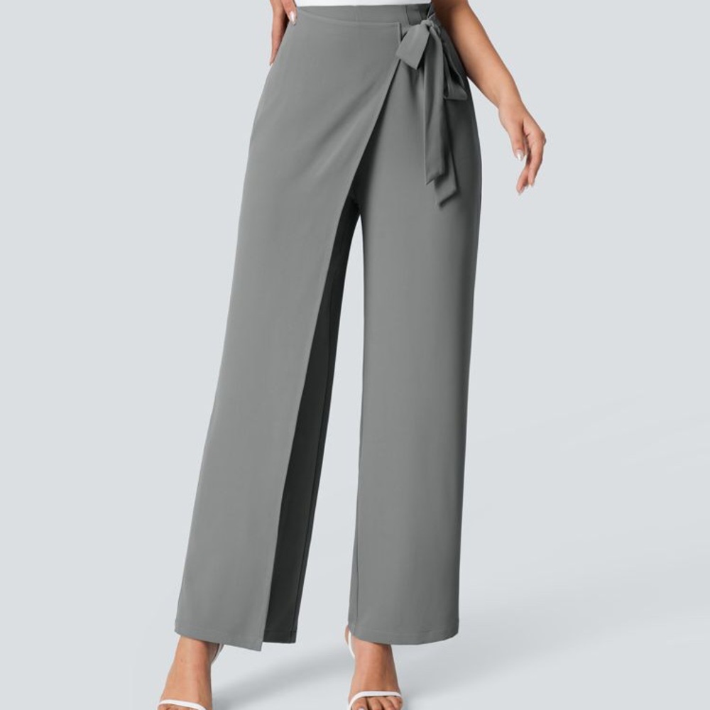 HALARA Light Gray Wide Leg High Waisted Pants